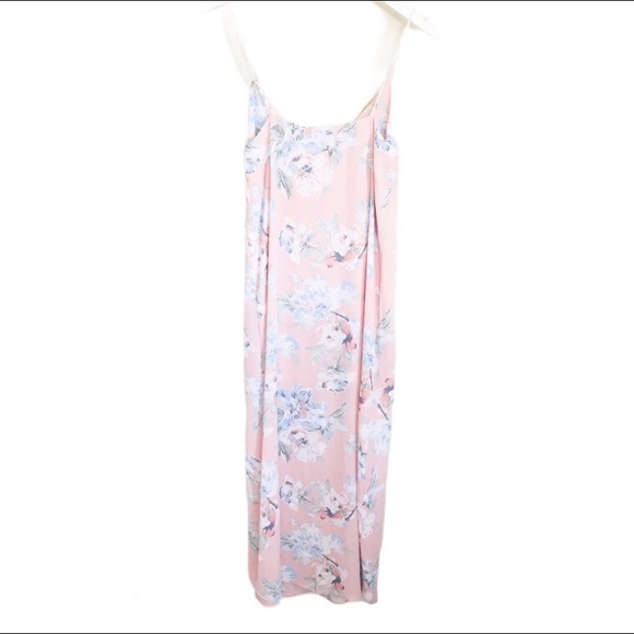 REVAMPED Floral Print Camisole Strap Maxi Dress With Side Slit Blush Pink Small - Picture 6 of 12